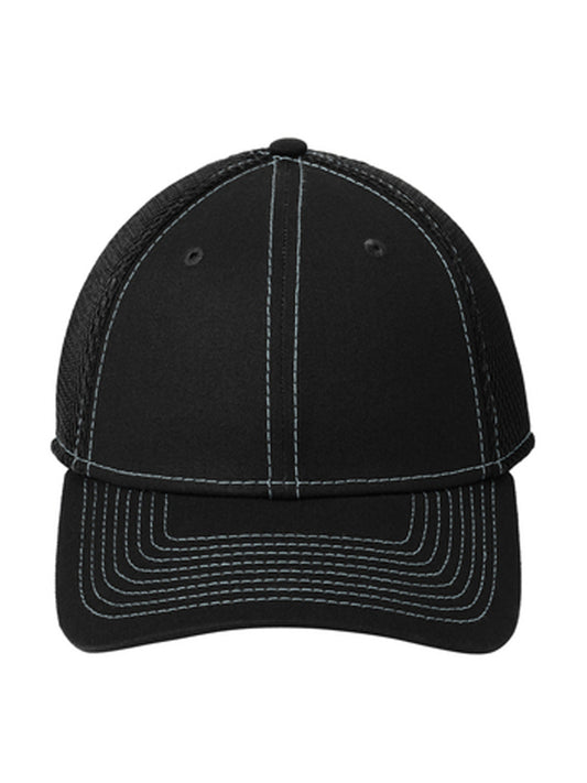 Unisex Stretch Mesh Stitch Cap - NE1120 - Black/ White