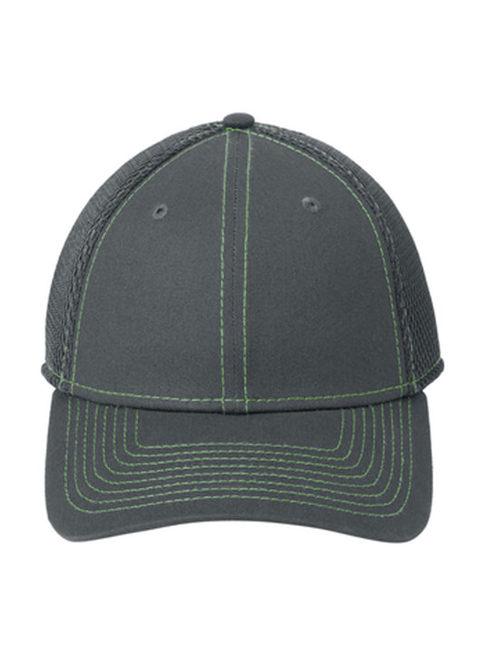 Unisex Stretch Mesh Stitch Cap - NE1120 - Graphite/ Cyber Green