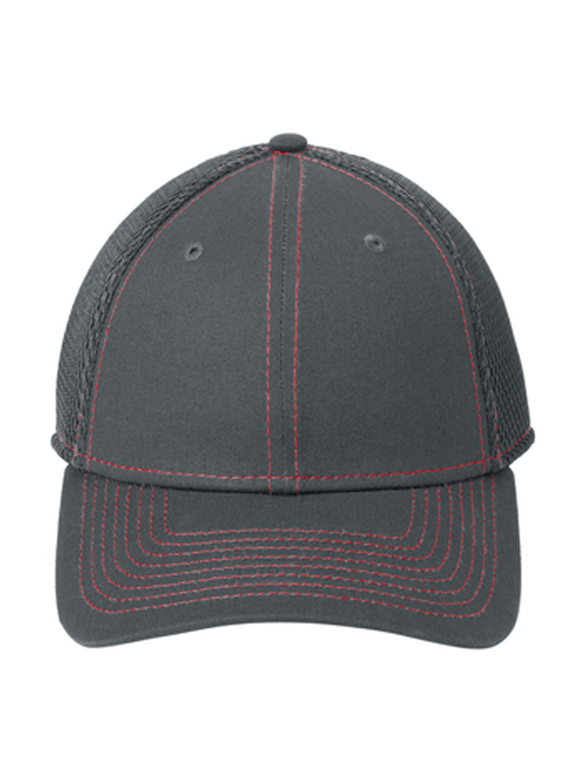 Unisex Stretch Mesh Stitch Cap - NE1120 - Graphite/ Red