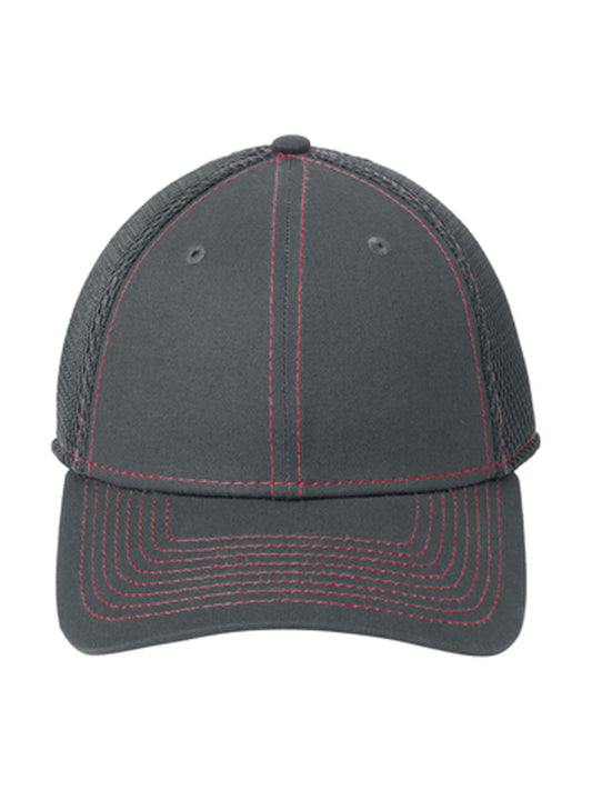 Unisex Stretch Mesh Stitch Cap - NE1120 - Graphite/ Red