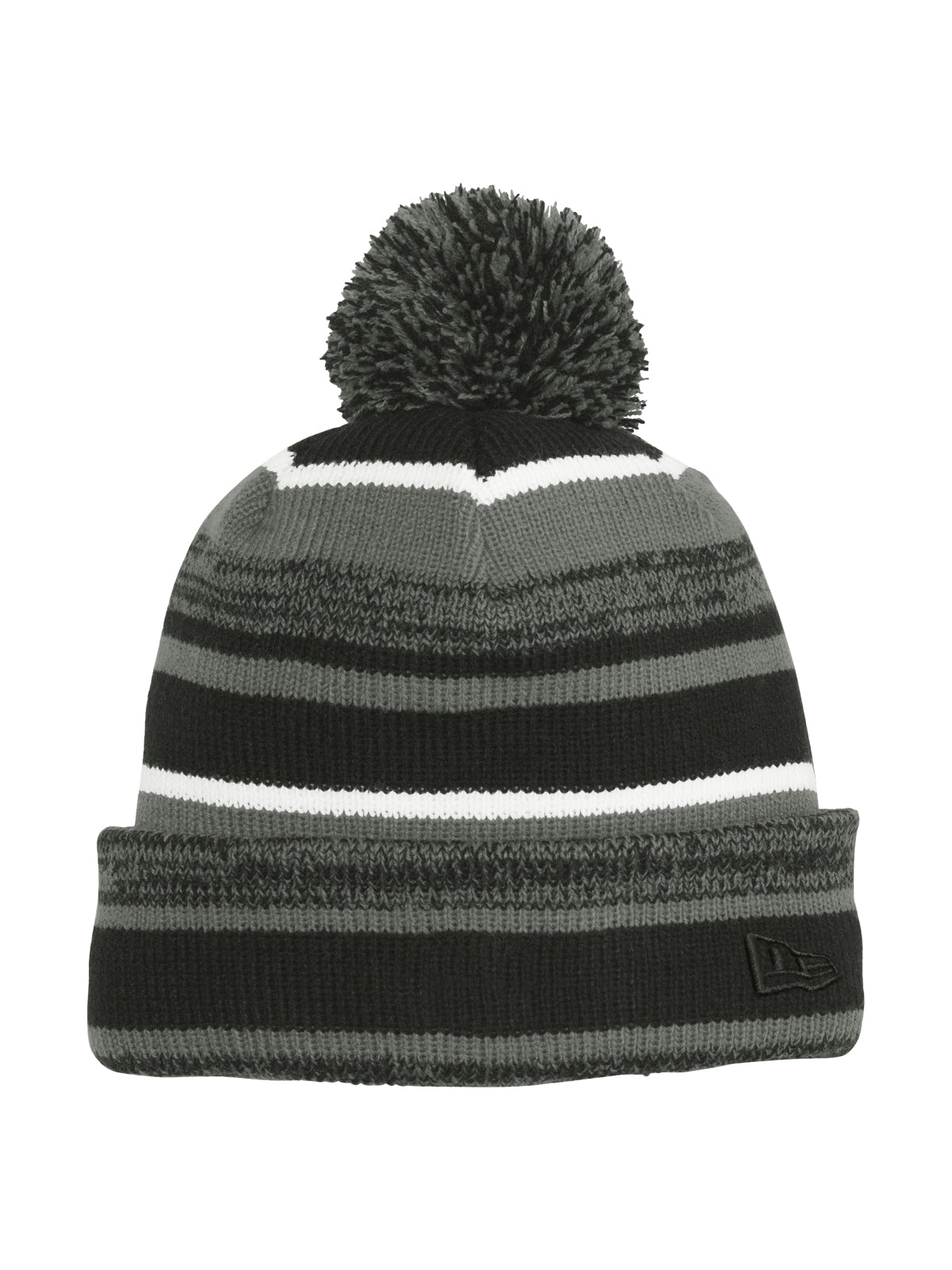 Unisex Heathered Stripe Sideline Beanie - NE902 - Black/ Graphite