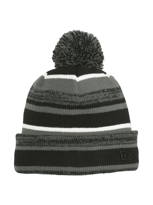 Unisex Heathered Stripe Sideline Beanie - NE902 - Black/ Graphite