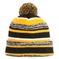 Unisex Heathered Stripe Sideline Beanie - NE902 - Black/ Gold