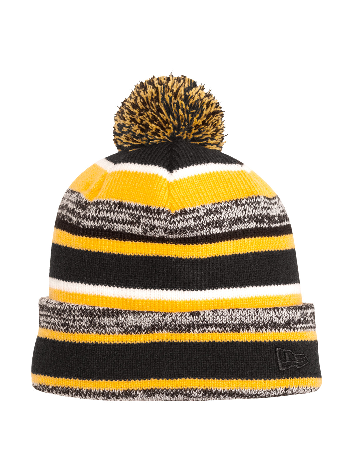 Unisex Heathered Stripe Sideline Beanie - NE902 - Black/ Gold