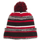 Unisex Heathered Stripe Sideline Beanie - NE902 - Black/ Scarlet
