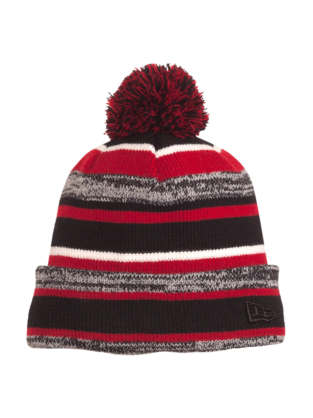 Unisex Heathered Stripe Sideline Beanie - NE902 - Black/ Scarlet