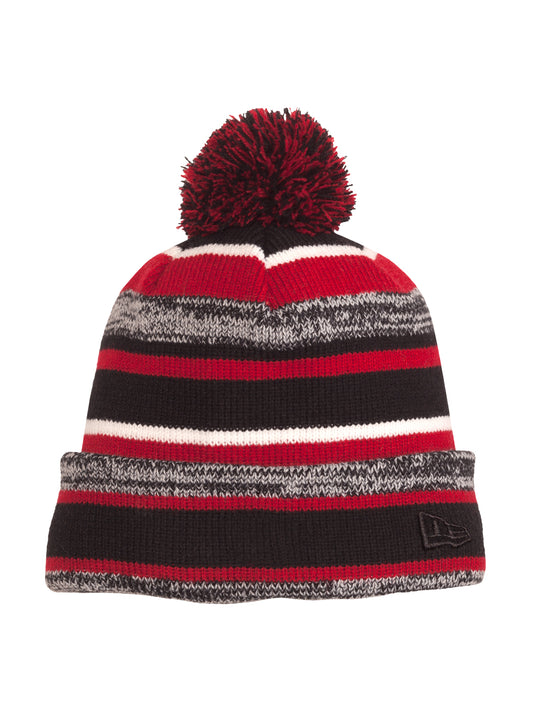 Unisex Heathered Stripe Sideline Beanie - NE902 - Black/ Scarlet