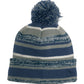 Unisex Heathered Stripe Sideline Beanie - NE902 - Navy/ Graphite