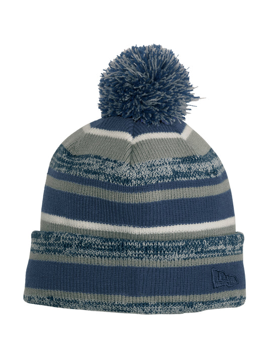 Unisex Heathered Stripe Sideline Beanie - NE902 - Navy/ Graphite
