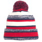 Unisex Heathered Stripe Sideline Beanie - NE902 - Red/ Navy