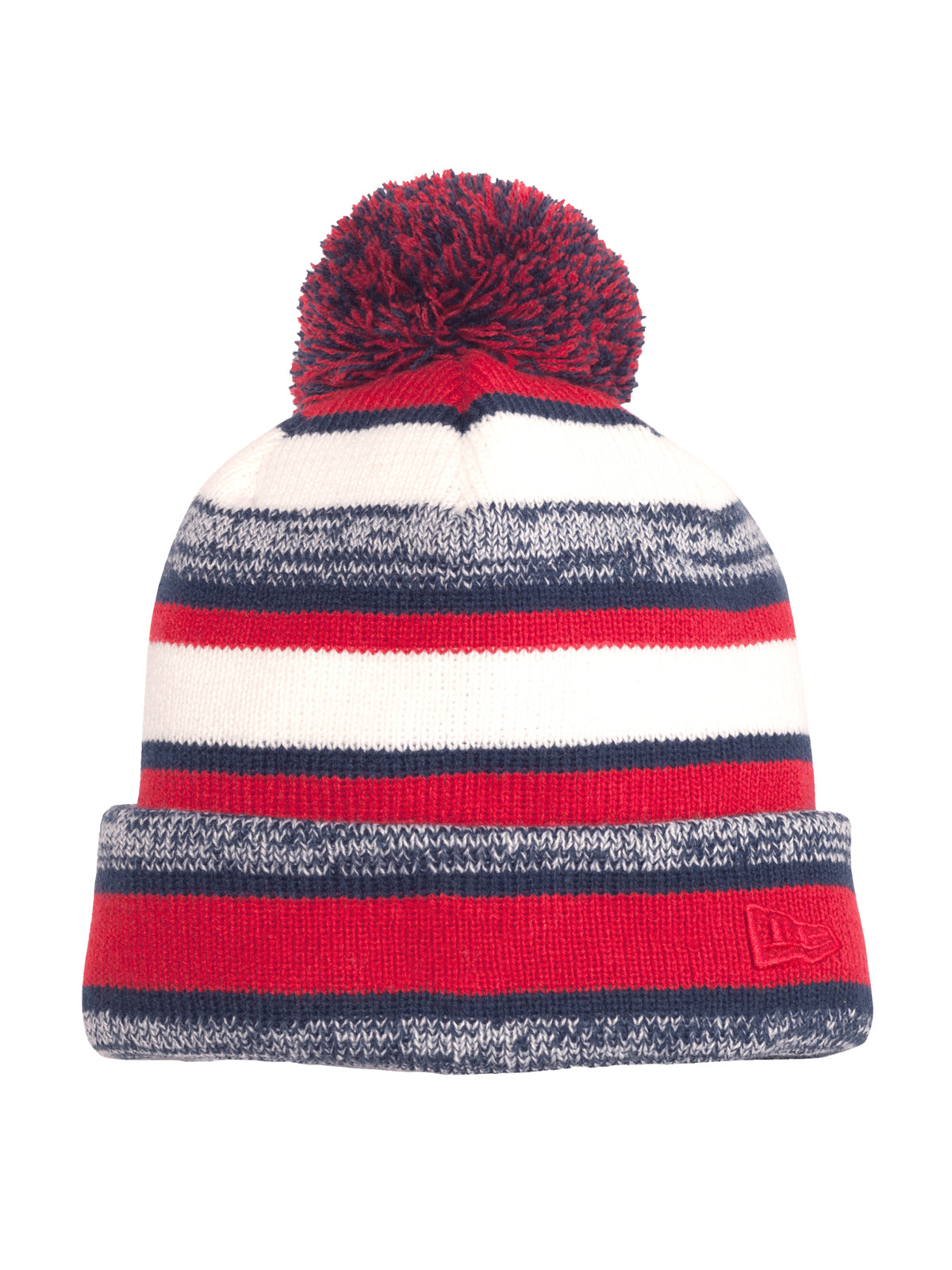 Unisex Heathered Stripe Sideline Beanie - NE902 - Red/ Navy