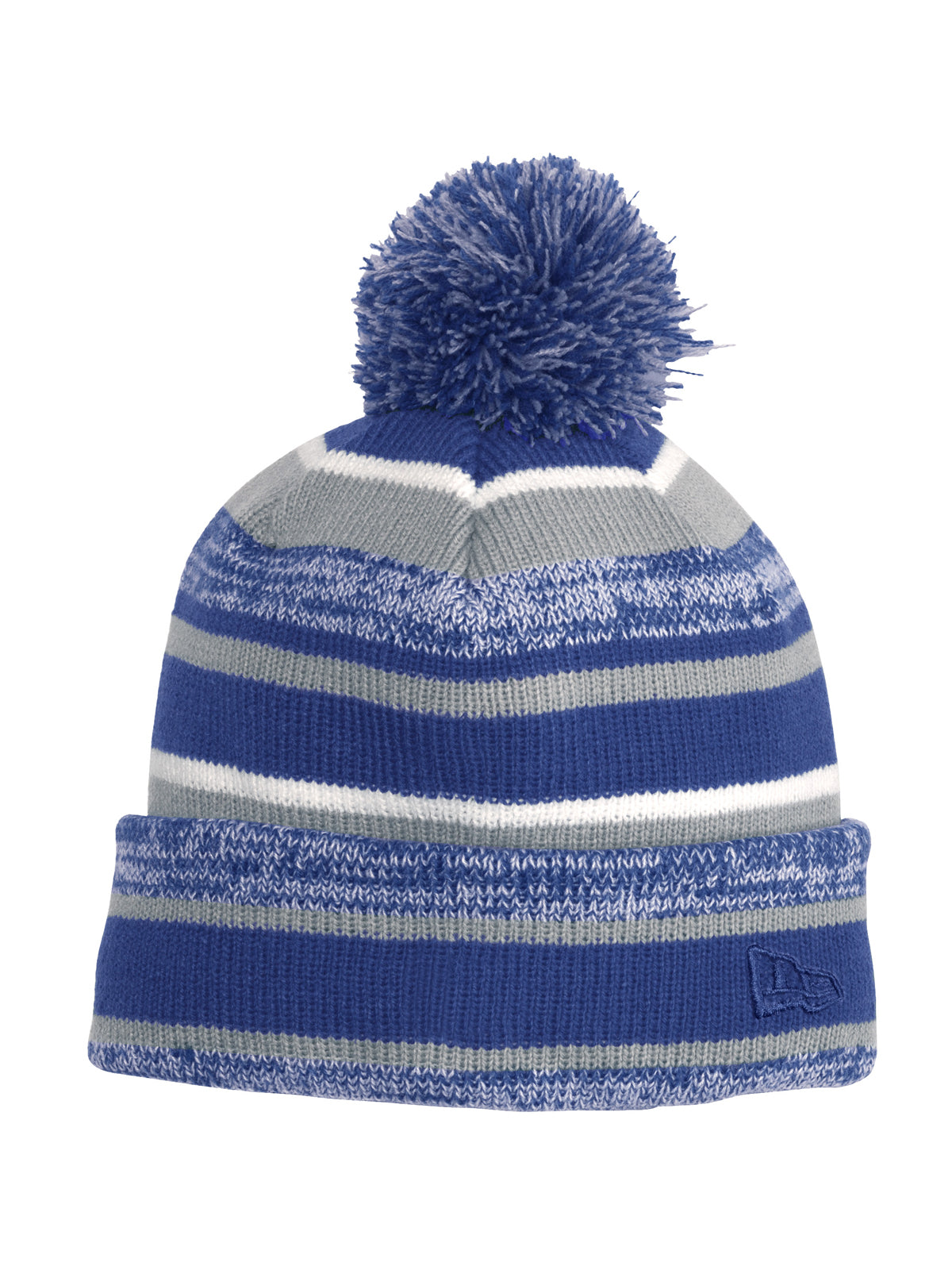 Unisex Heathered Stripe Sideline Beanie - NE902 - Royal/ Grey
