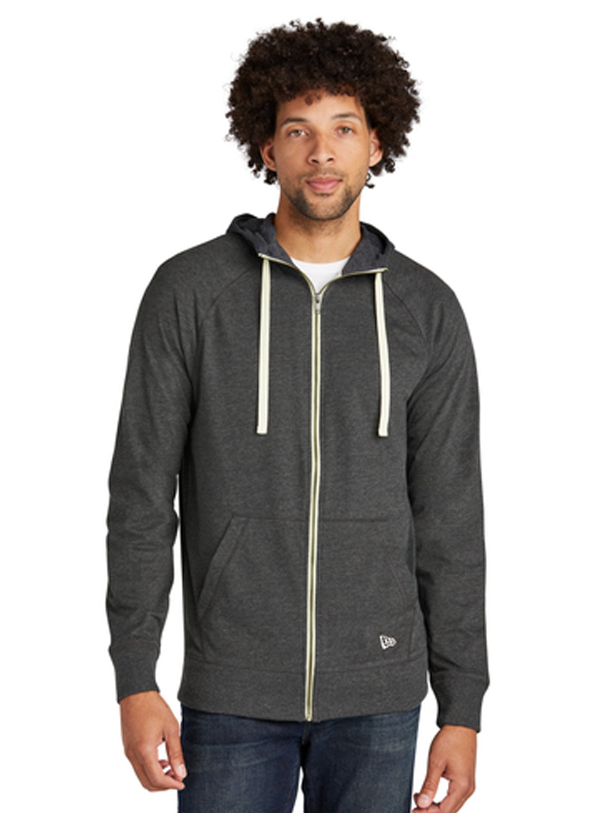 Men's 2-Pocket Sueded Full-Zip Hoodie - NEA122 - Black Heather