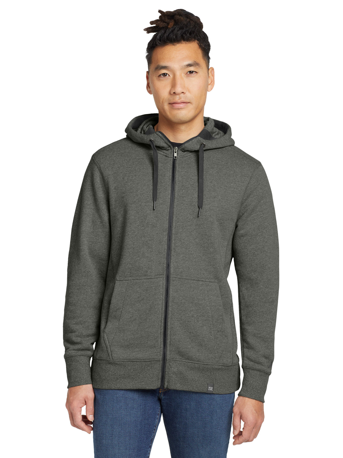 Men's French Terry Full-Zip Hoodie - NEA502 - Black Twist