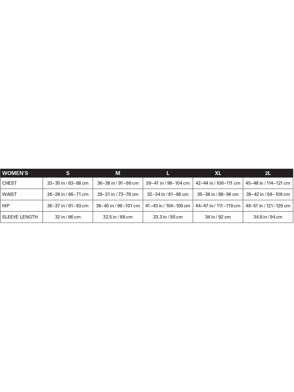SIZECHART