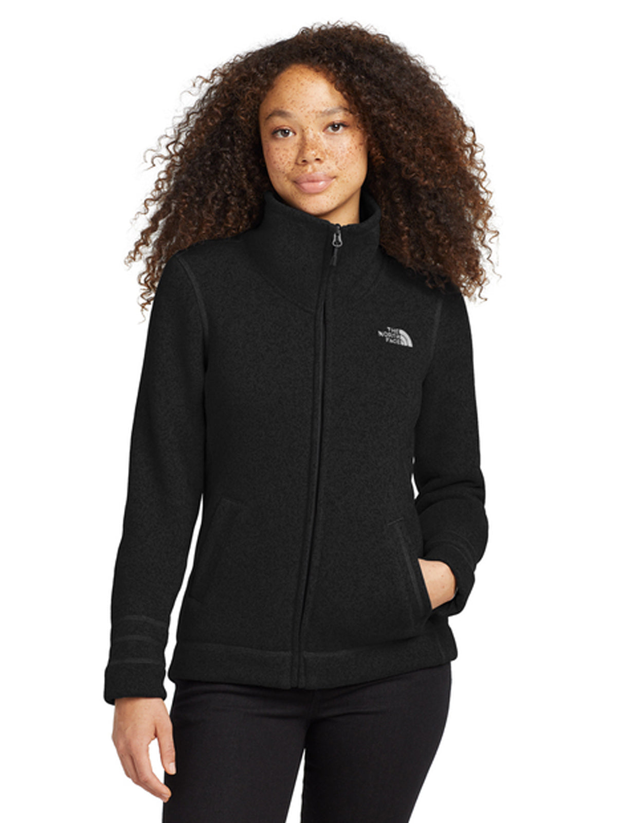Women's Two-Pocket Sweater Fleece Jacket - NF0A3LH8 - TNF Black Heather