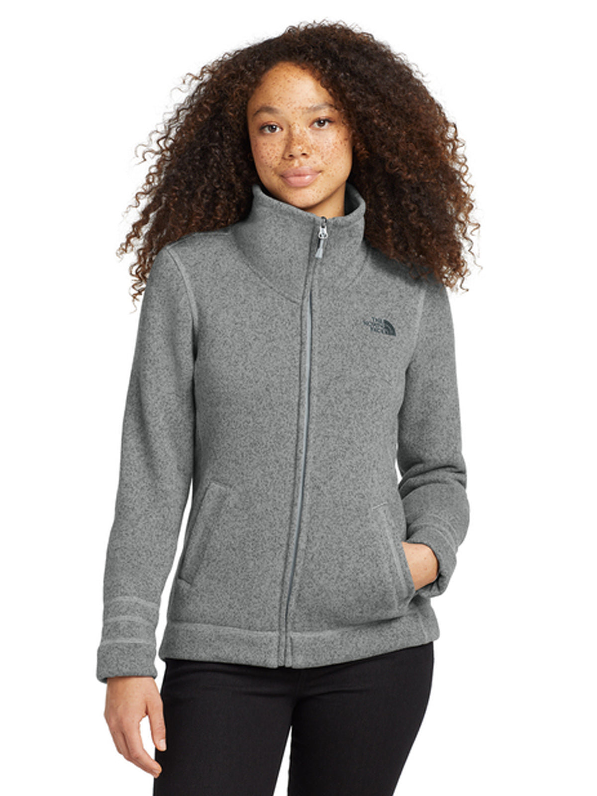 Women's Two-Pocket Sweater Fleece Jacket - NF0A3LH8 - TNF Medium Grey Heather