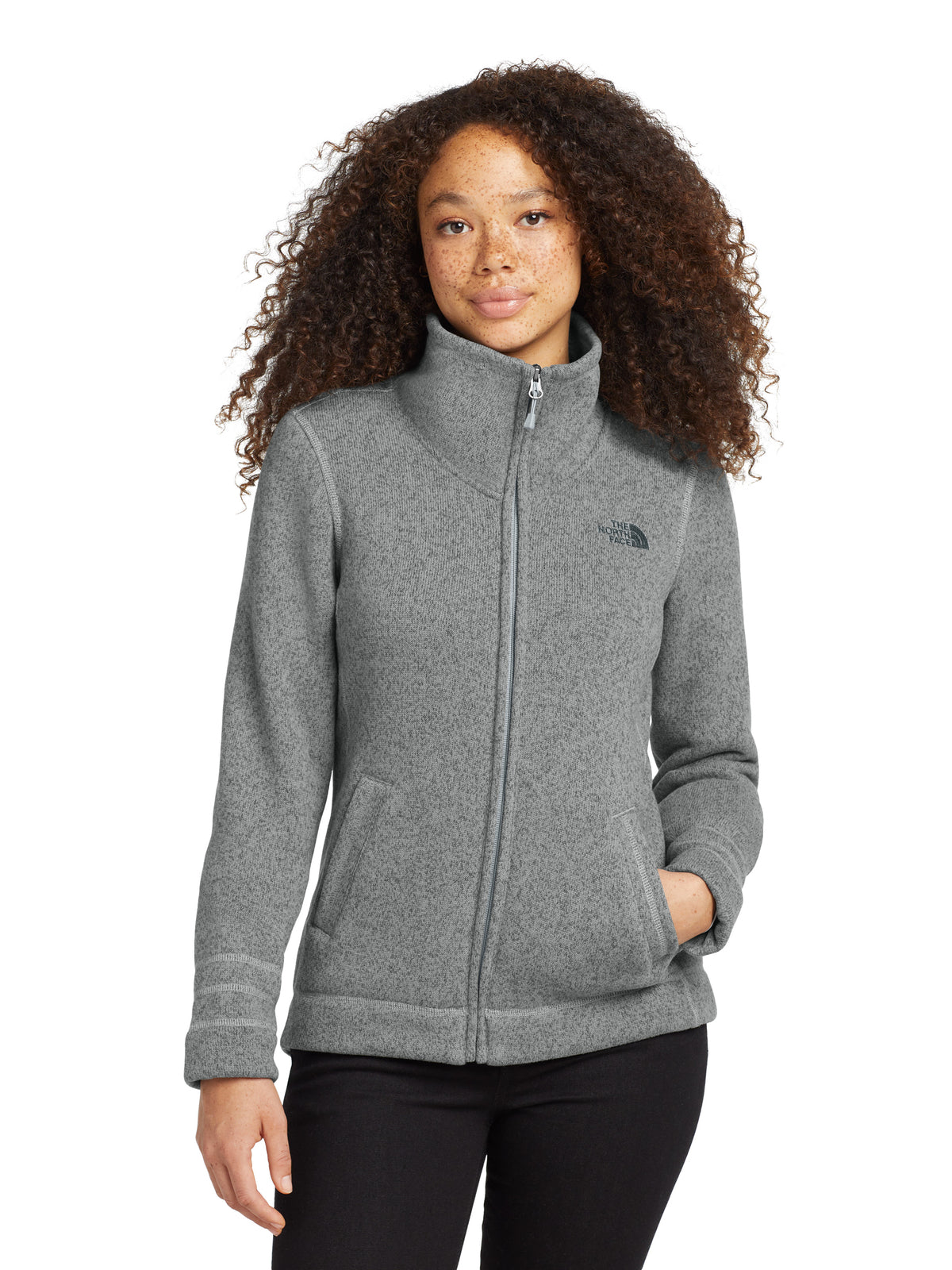 Women's Two-Pocket Sweater Fleece Jacket - NF0A3LH8 - TNF Medium Grey Heather
