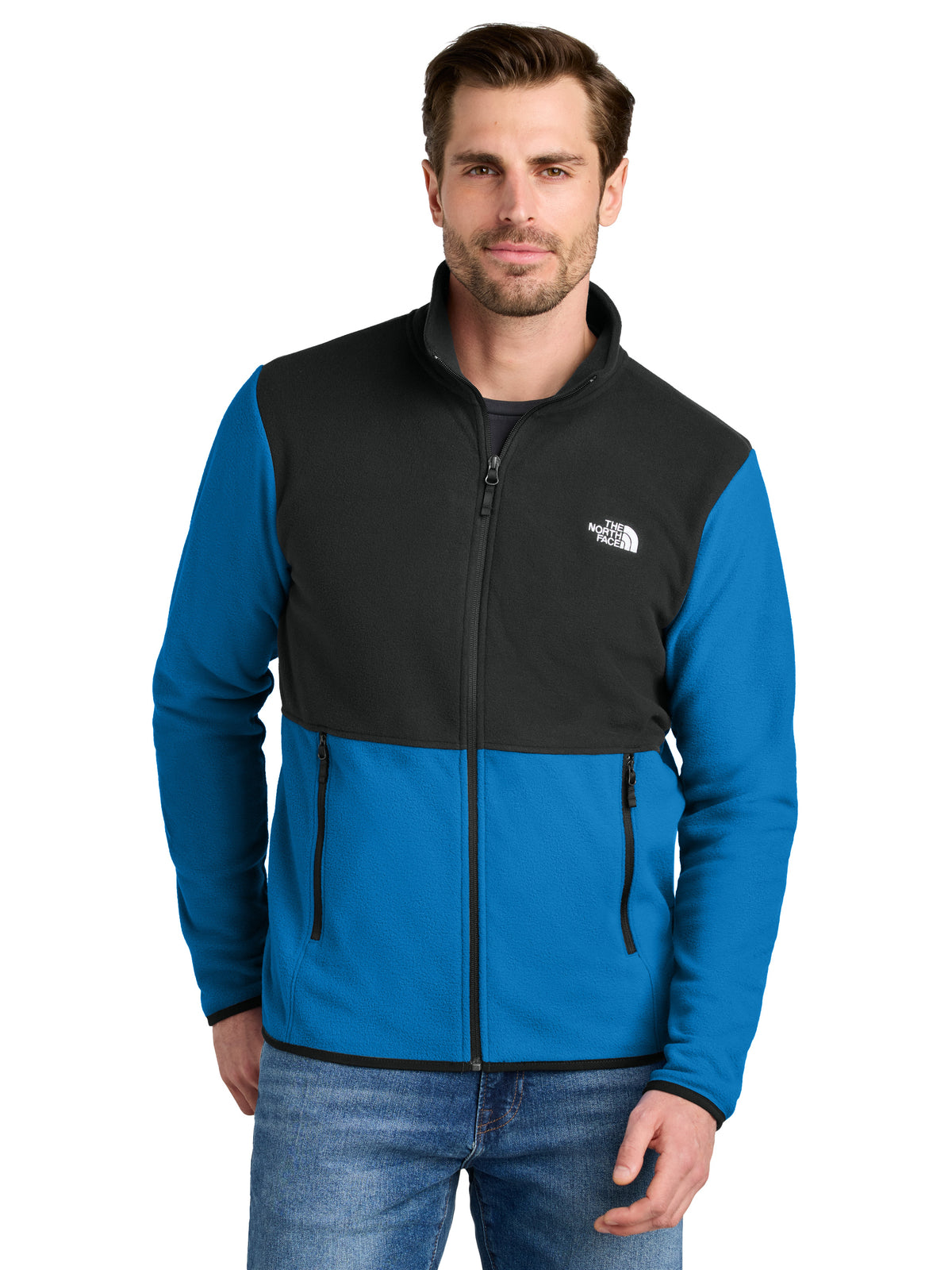 Men's 2-Pocket Glacier Full Zip Fleece Jacket - NF0A7V4J - Hero Blue/ TNF Black