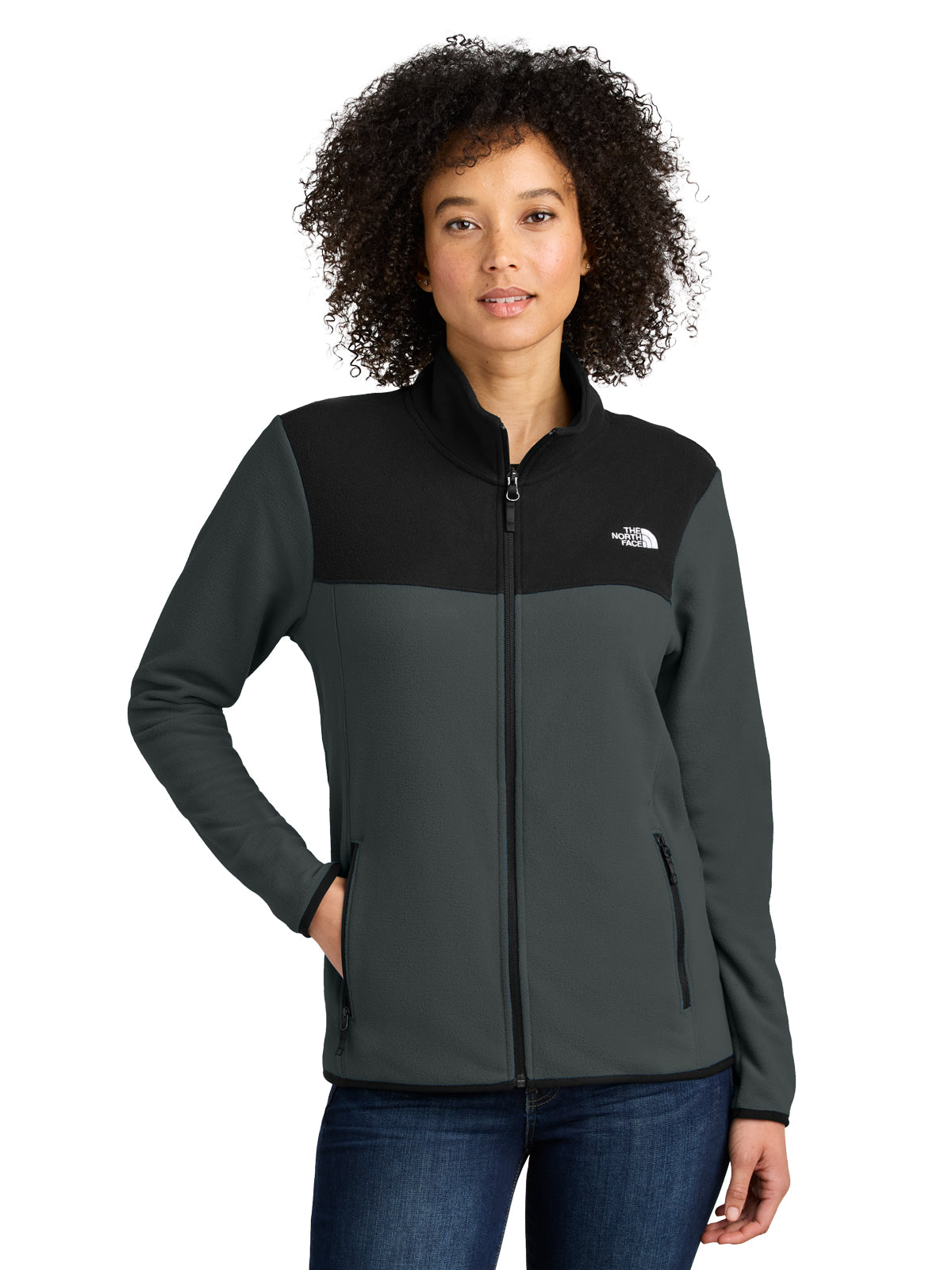 Women's 2-Pocket Glacier Full Zip Fleece Jacket - NF0A7V4K - Asphalt Grey/ TNF Black