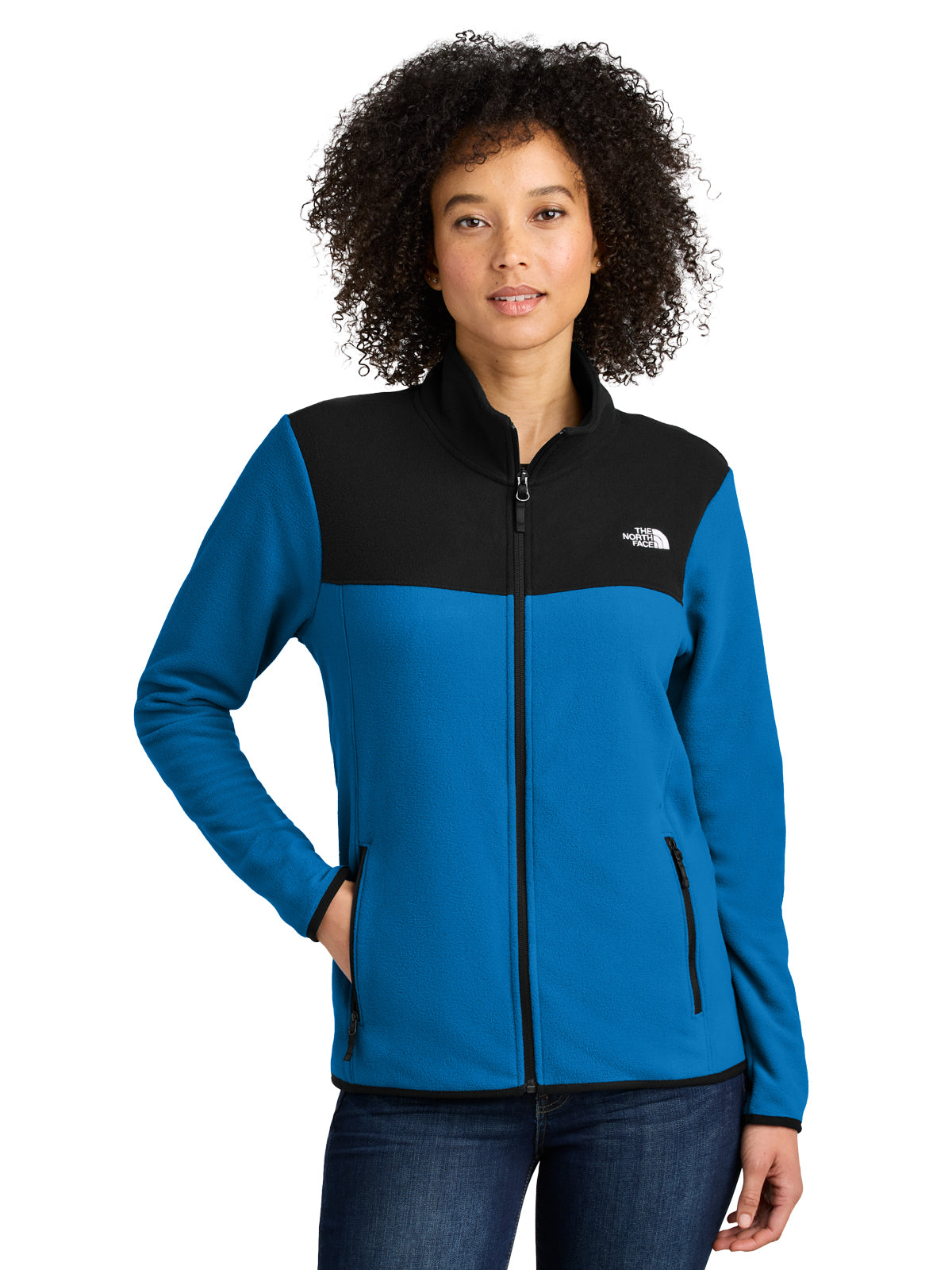 Women's 2-Pocket Glacier Full Zip Fleece Jacket - NF0A7V4K - Hero Blue/ TNF Black