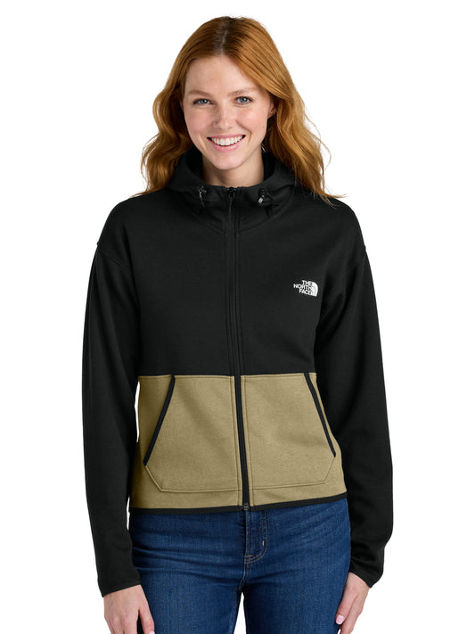 Women's Two-Pocket Double-Knit Full-Zip Hoodie - NF0A8BUT - Khaki Stone/TNF Black