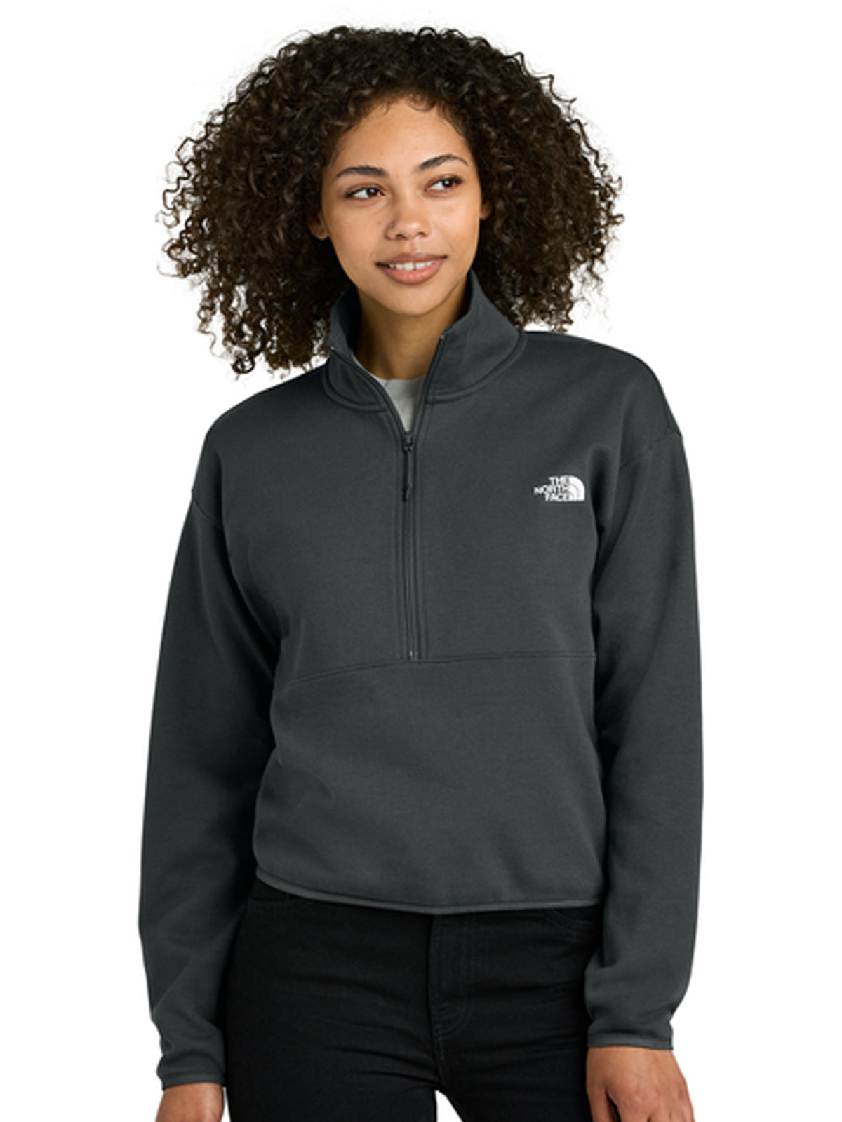 Women’s Double-Knit 1/2-Zip Fleece Sweatshirt - NF0A8C5H - Asphalt Grey