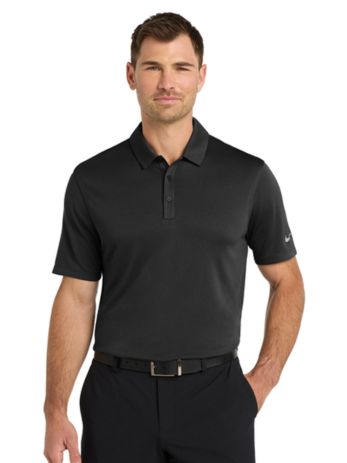Men's Dri-FIT Hex Textured Polo - NKAH6266 - Black