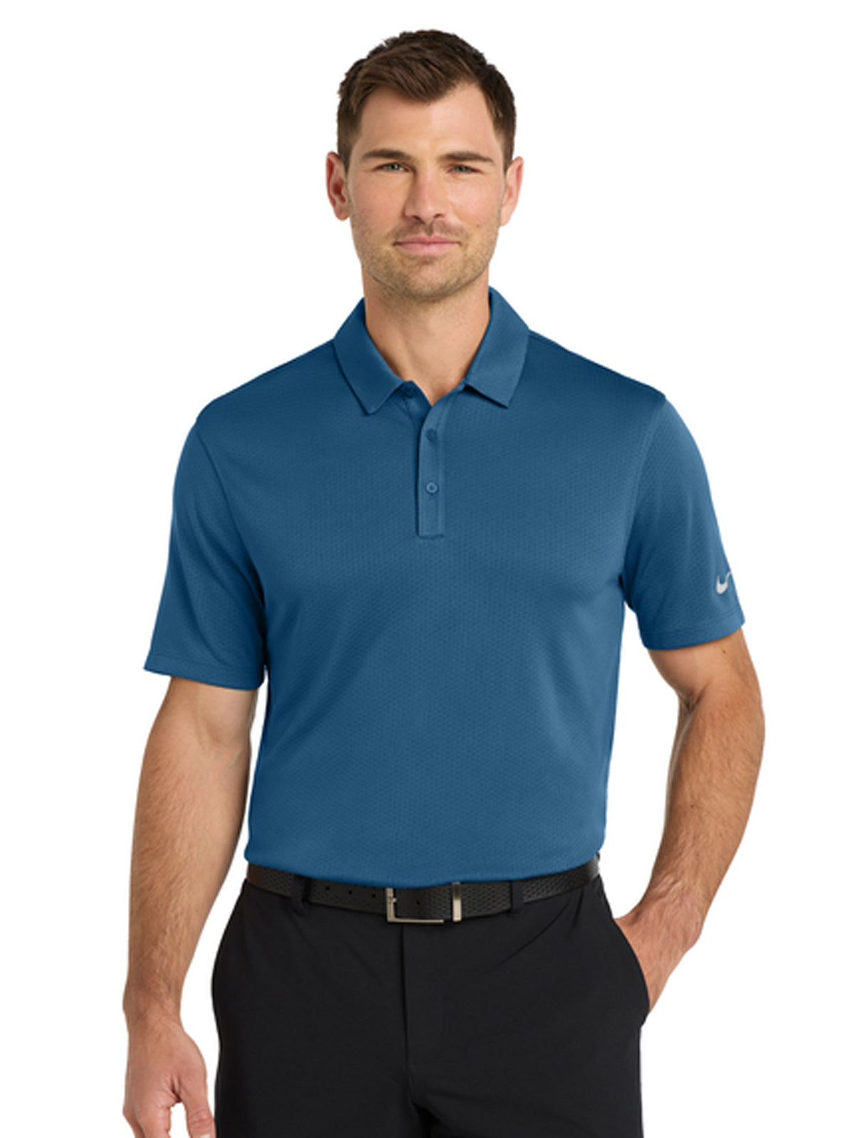 Men's Dri-FIT Hex Textured Polo - NKAH6266 - Court Blue