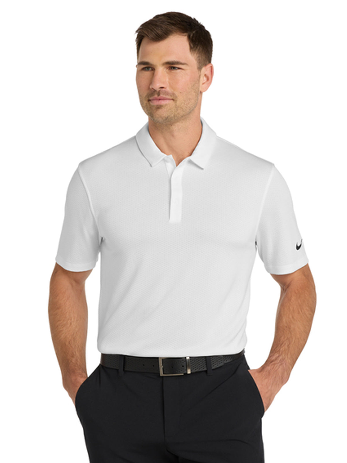 Men's Dri-FIT Hex Textured Polo - NKAH6266 - White