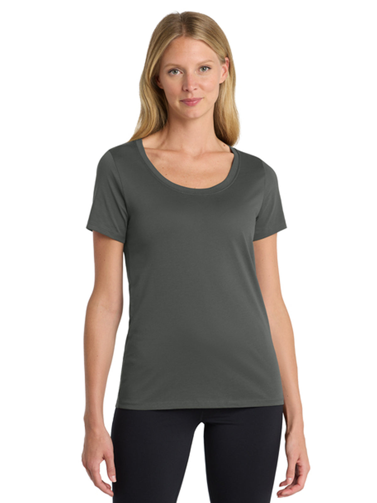 Women's Dri-FIT Cotton/Poly Scoop Neck Tee - NKBQ5234 - Anthracite