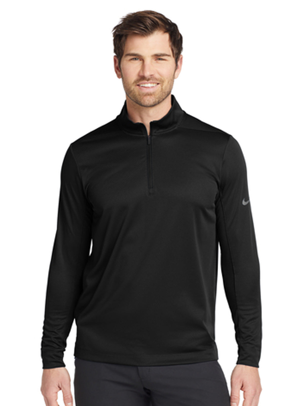 Men's Pocketless 1/2-Zip Cover-Up Sweatshirt - NKBV6044 - Black