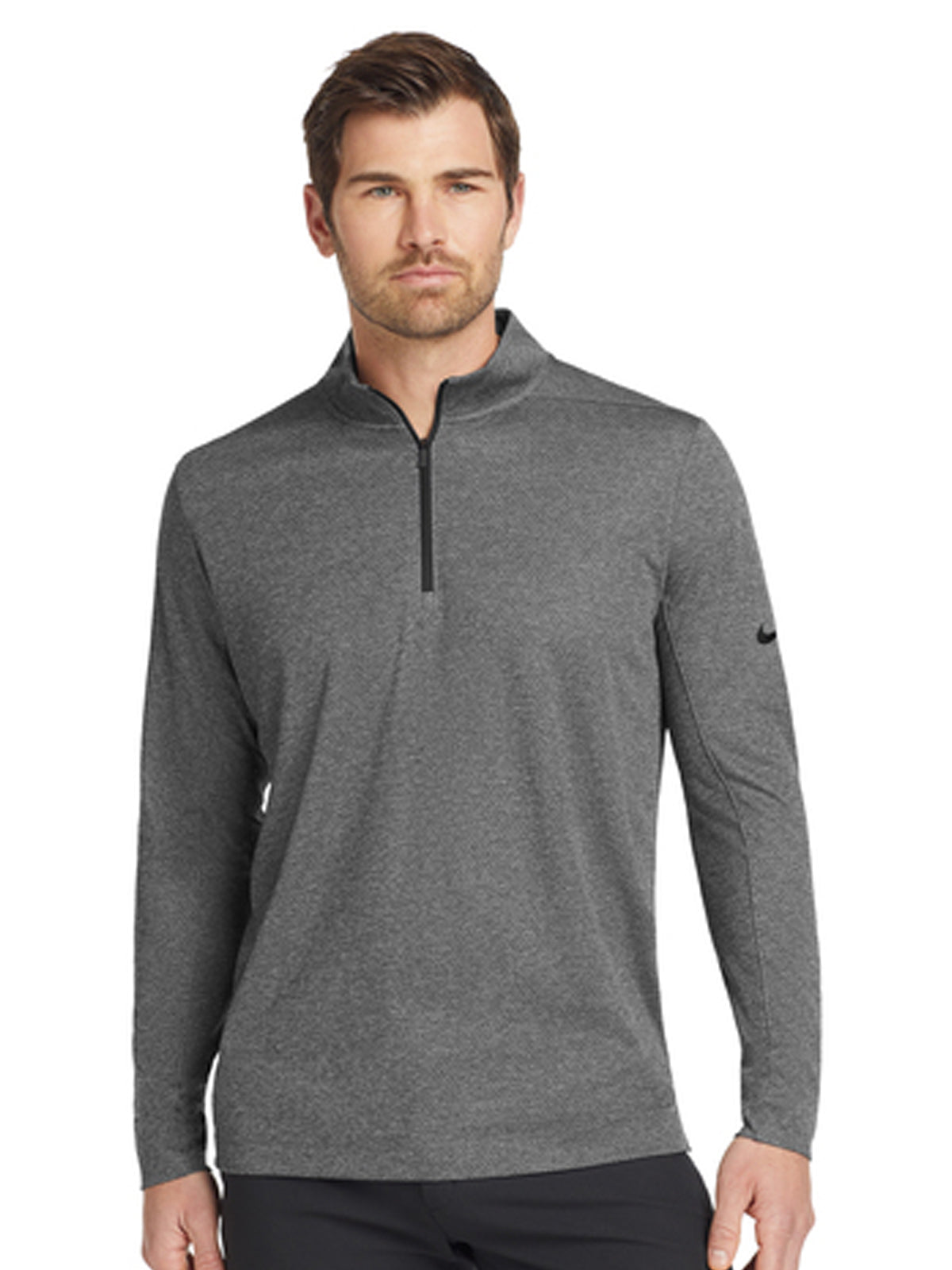Men's Pocketless 1/2-Zip Cover-Up Sweatshirt - NKBV6044 - Black Heather