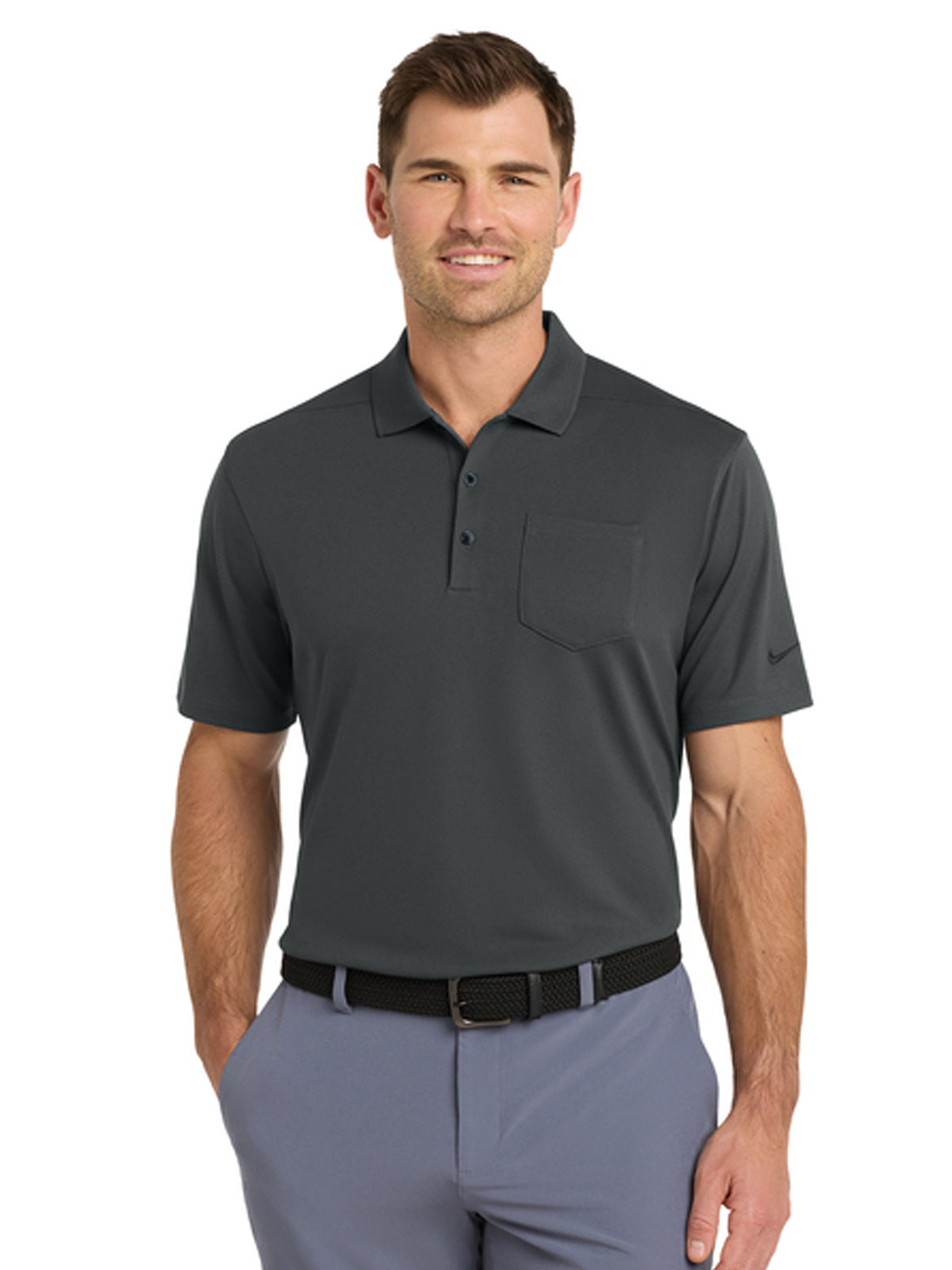 Men's 1-Pocket Micro Pique Polo - NKDC2103 - Anthracite