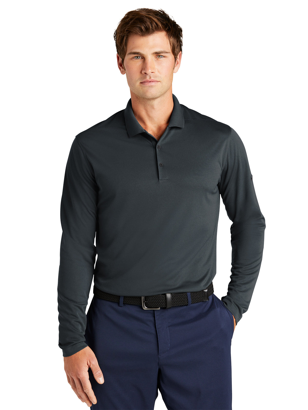 Men's Dri-FIT Micro Pique 2.0 Long Sleeve Polo - NKDC2104 - Anthracite