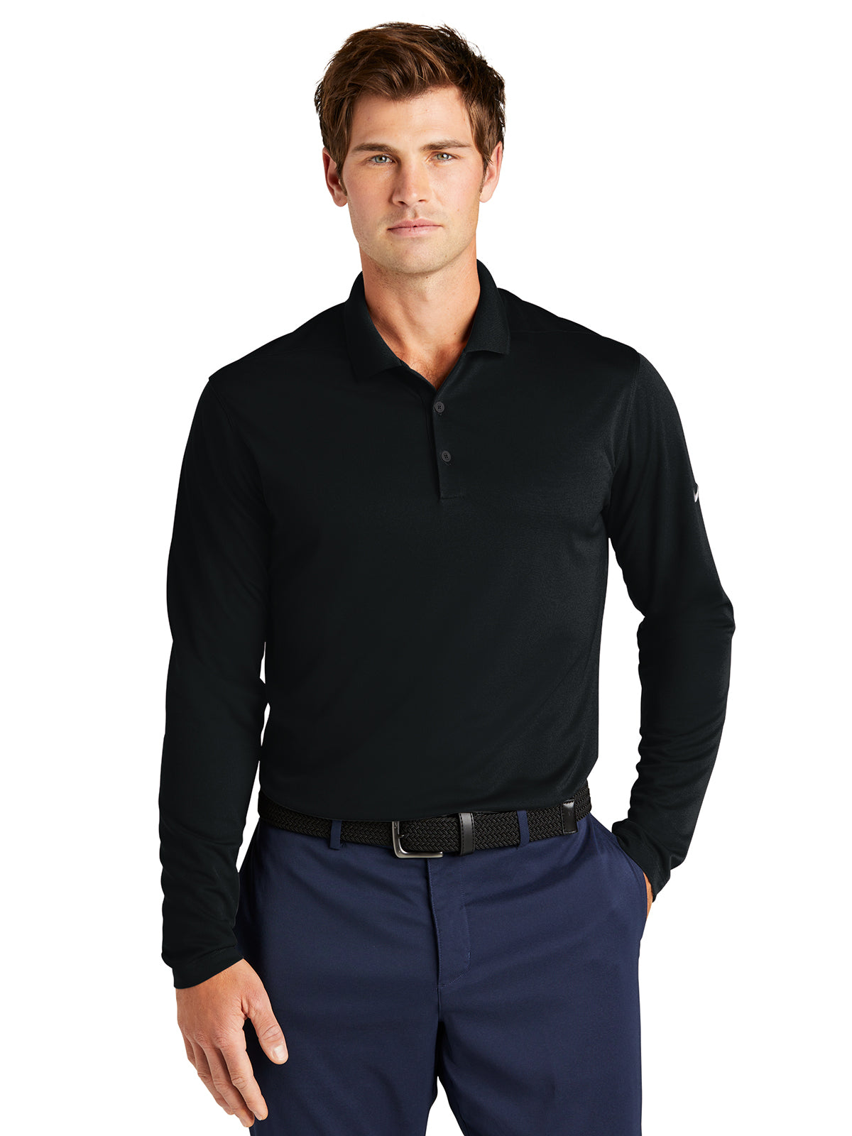 Men's Dri-FIT Micro Pique 2.0 Long Sleeve Polo - NKDC2104 - Black