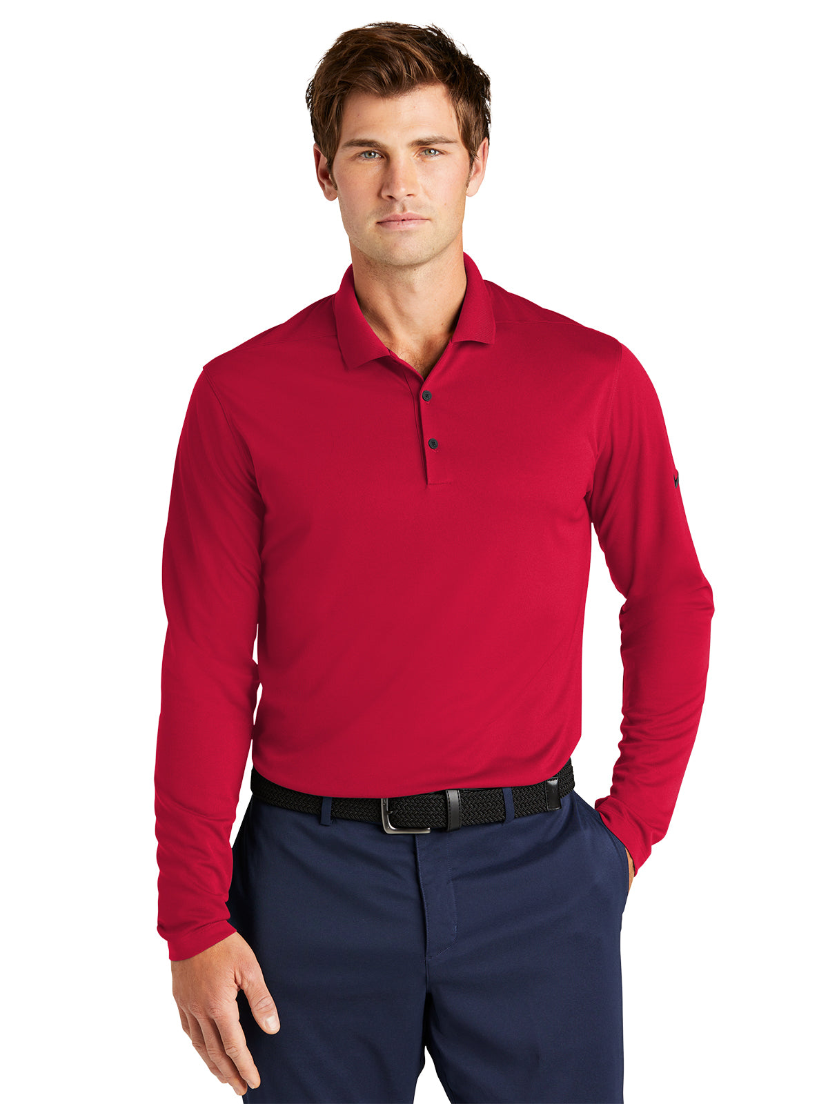 Men's Dri-FIT Micro Pique 2.0 Long Sleeve Polo - NKDC2104 - University Red