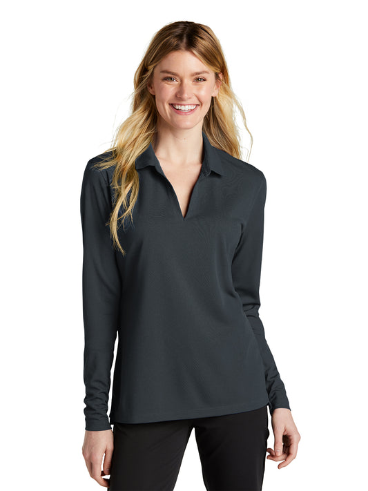 Women's Pocketless Micor Pique Long Sleeve Polo - NKDC2105 - Anthracite