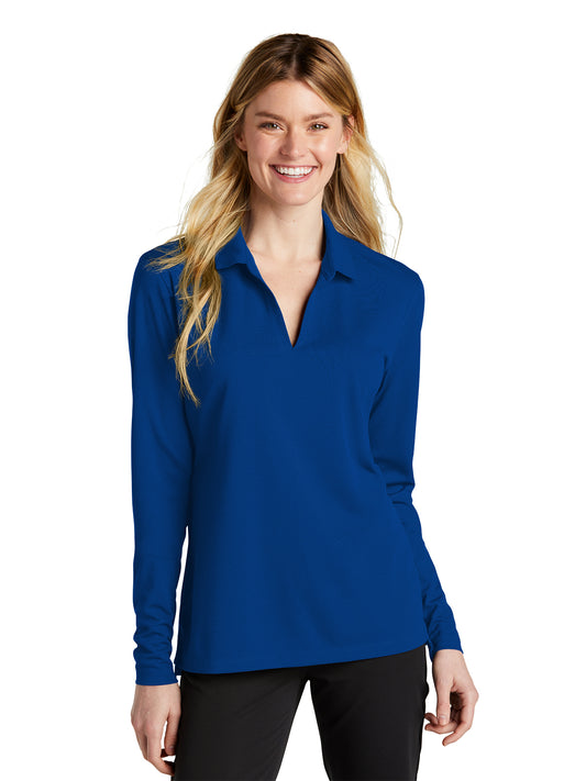 Women's Pocketless Micor Pique Long Sleeve Polo - NKDC2105 - Gym Blue