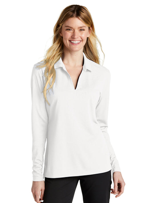 Women's Pocketless Micor Pique Long Sleeve Polo - NKDC2105 - White