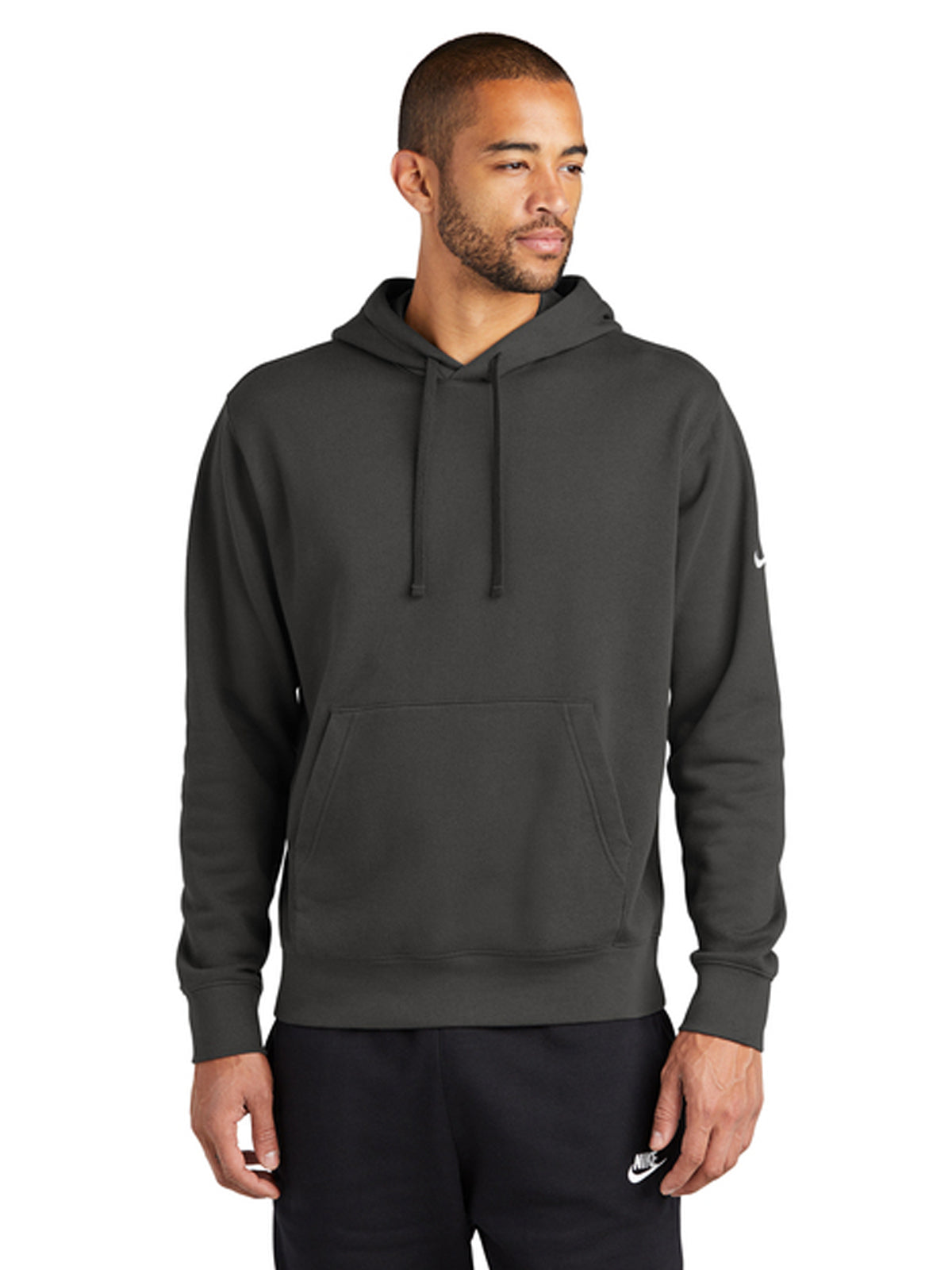 Men's 1-Pocket Club Fleece Pullover Hoodie - NKDR1499 - Anthracite
