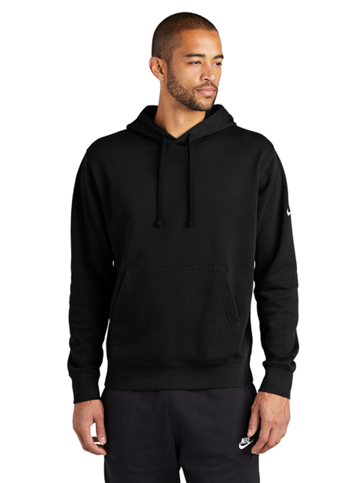 Men's 1-Pocket Club Fleece Pullover Hoodie - NKDR1499 - Black