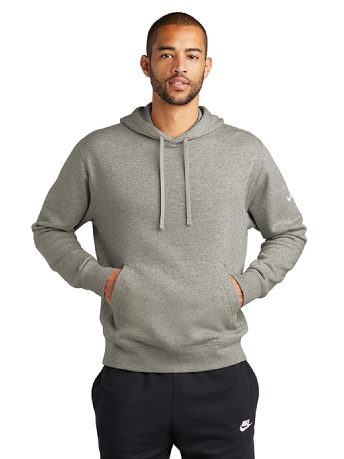Men's 1-Pocket Club Fleece Pullover Hoodie - NKDR1499 - Dark Grey Heather