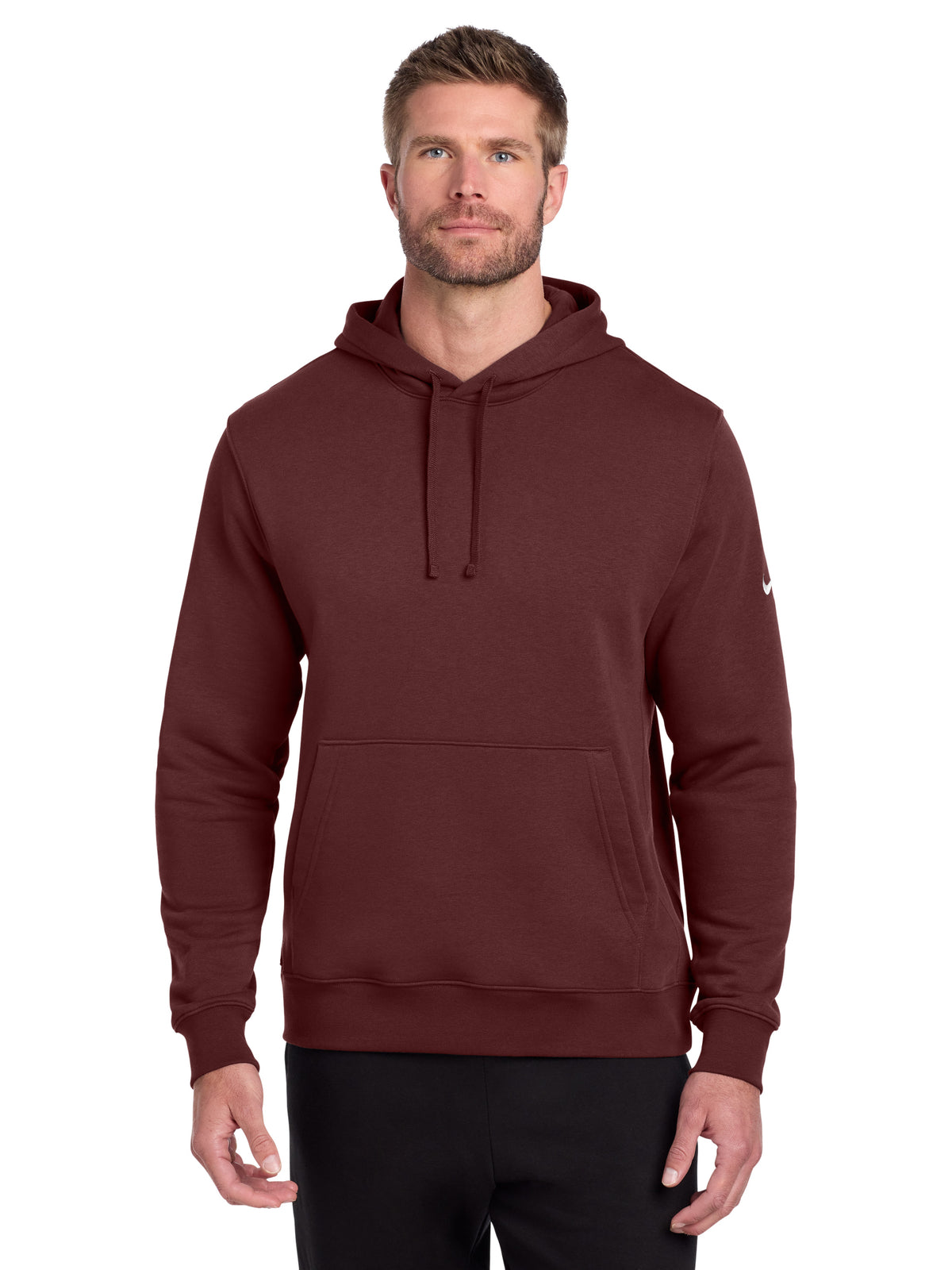 Men's 1-Pocket Club Fleece Pullover Hoodie - NKDR1499 - Dark Team Red