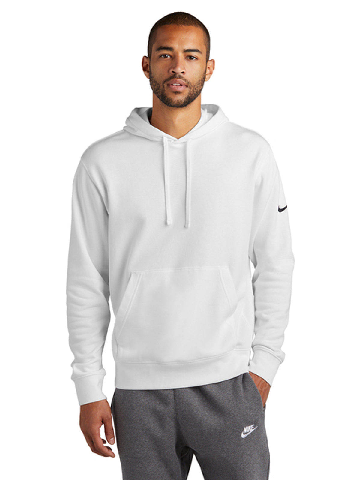 Men's 1-Pocket Club Fleece Pullover Hoodie - NKDR1499 - White