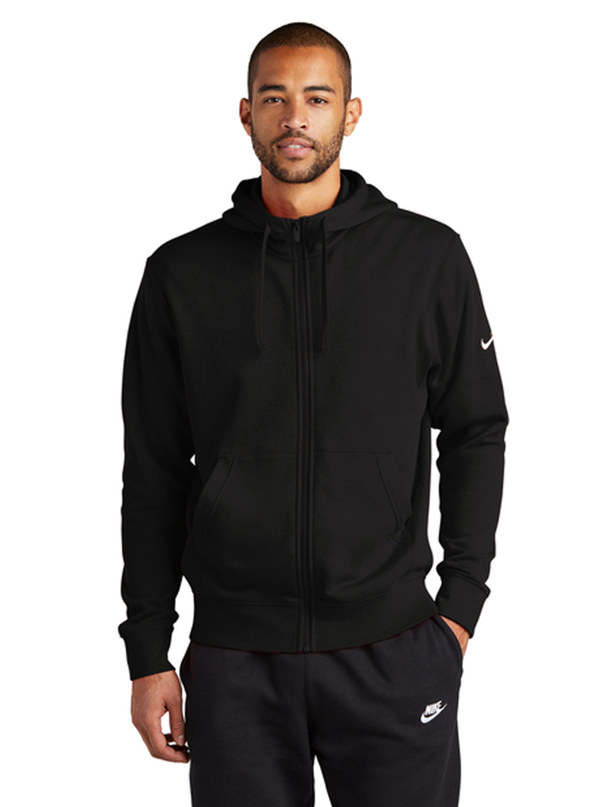 Men's 2-Pocket Club Fleece Full-Zip Hoodie - NKDR1513 - Black