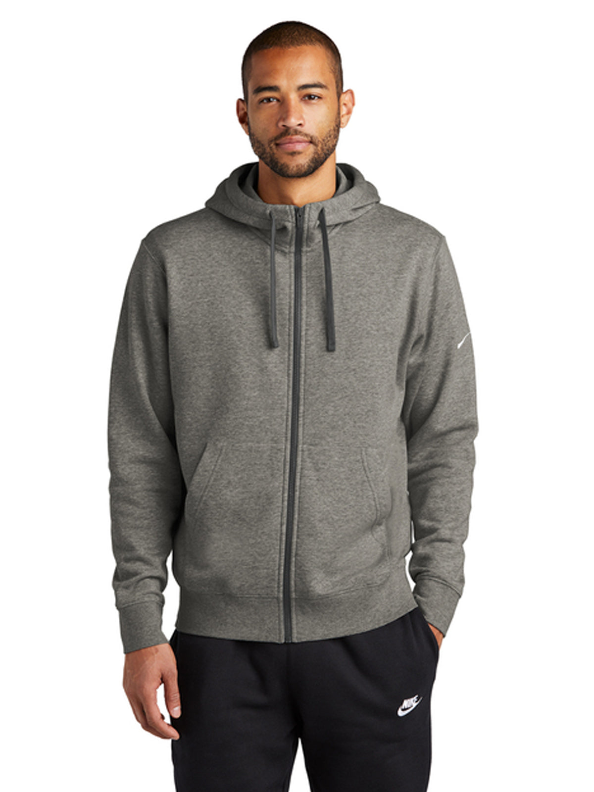 Men's 2-Pocket Club Fleece Full-Zip Hoodie - NKDR1513 - Charcoal Heather