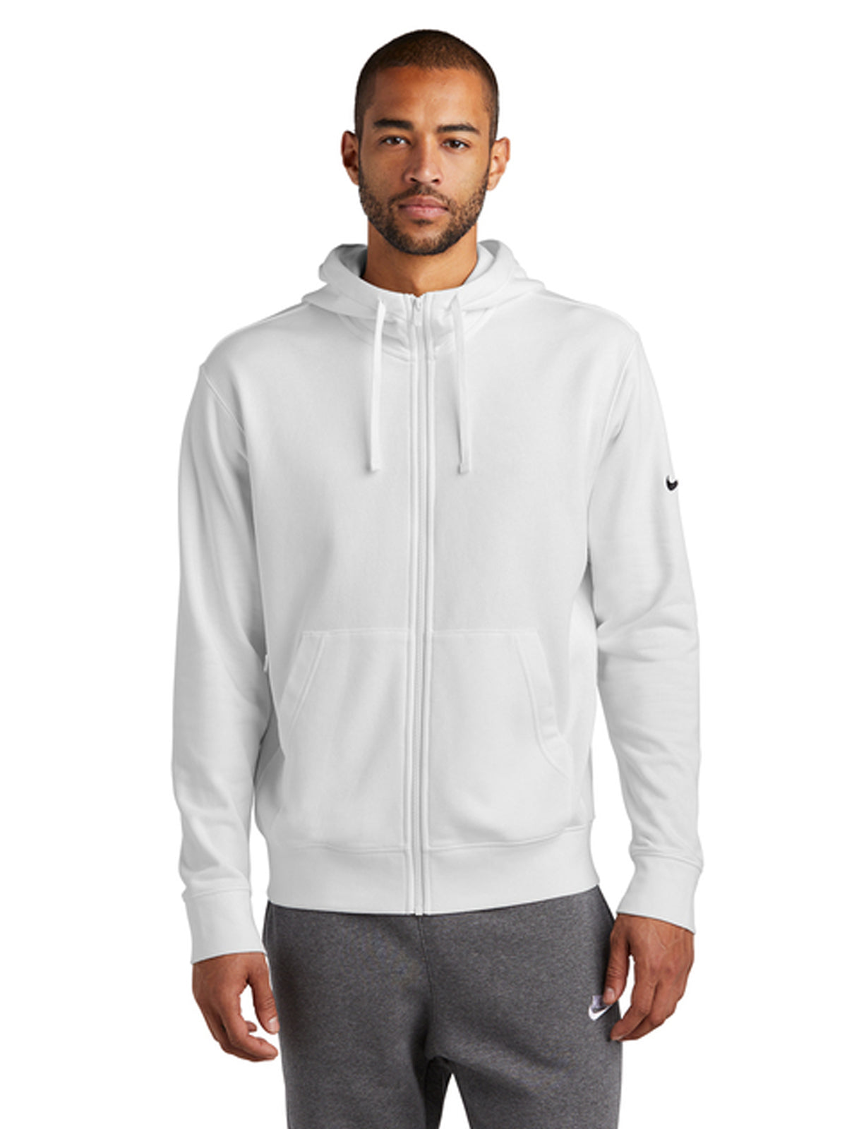 Men's 2-Pocket Club Fleece Full-Zip Hoodie - NKDR1513 - White