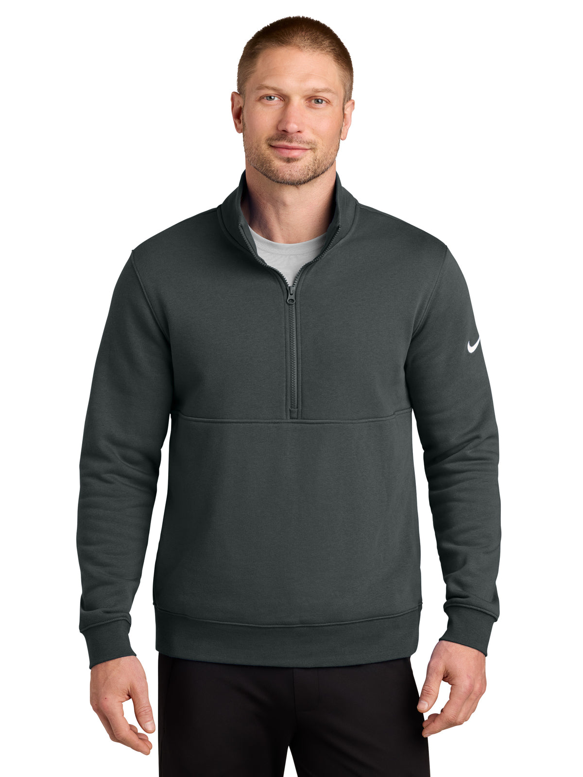 Men's Two-Pocket Club Fleece Sleeve Swoosh 1/2-Zip - NKDX6718 - Anthracite