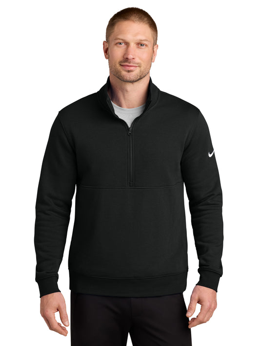 Men's Two-Pocket Club Fleece Sleeve Swoosh 1/2-Zip - NKDX6718 - Black